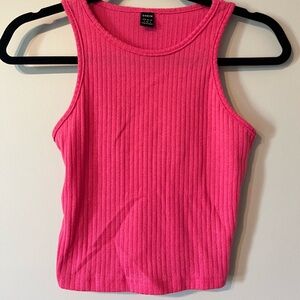 SHEIN Fitted Ribbed Sleeveless Tank Top in Pink